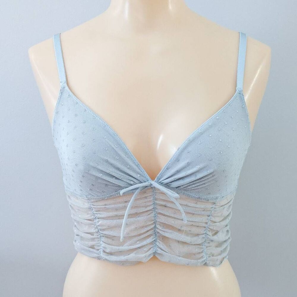 Colsie Mesh Brami Sparkle Blue Top - Picture 3 of 4